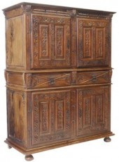 FRENCH CARVED WALNUT CUPBOARD/
