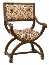 FRENCH CARVED WALNUT CURULE CH