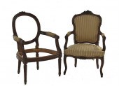 French carved walnut fauteuil