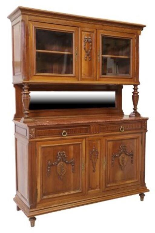 FRENCH CARVED WALNUT & MIRRORED
