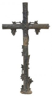 FRENCH CAST IRON CROSS WITH VI