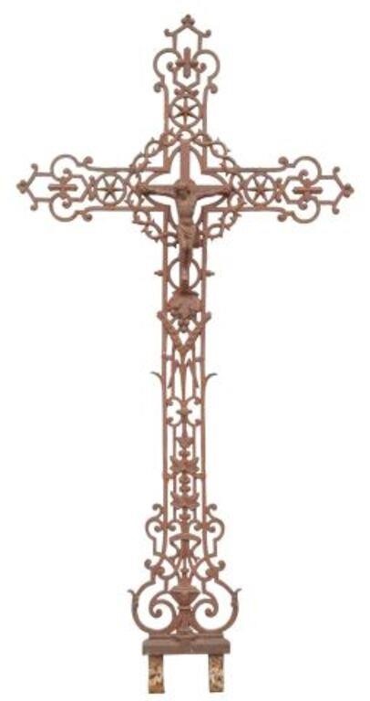 FRENCH CAST IRON CRUCIFIX CROSS,