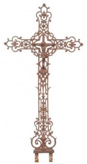 FRENCH CAST IRON CRUCIFIX CROS
