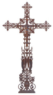 FRENCH CAST IRON CRUCIFIX CROS