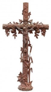 FRENCH CAST IRON CRUCIFIX CROS