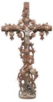 FRENCH CAST IRON CRUCIFIX CROS