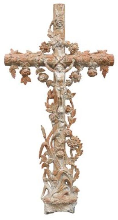 FRENCH CAST IRON CRUCIFIX CROSS,