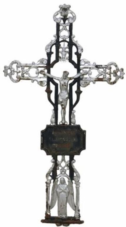 FRENCH CAST IRON CRUCIFIX CROSS,