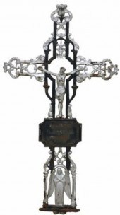 FRENCH CAST IRON CRUCIFIX CROS