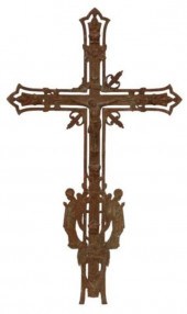 FRENCH CAST IRON CRUCIFIX CROS