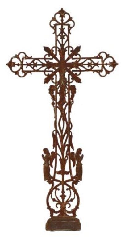 FRENCH CAST IRON CRUCIFIX CROSS,