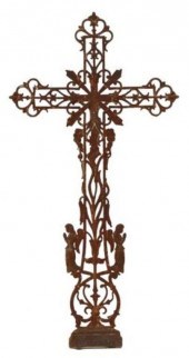 FRENCH CAST IRON CRUCIFIX CROS