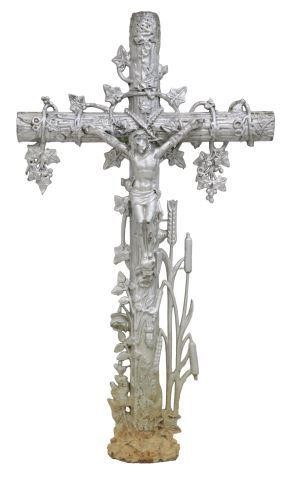 FRENCH CAST IRON CRUCIFIX CROSS,