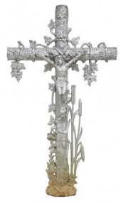 FRENCH CAST IRON CRUCIFIX CROS