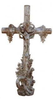 FRENCH CAST IRON CRUCIFIX CROS