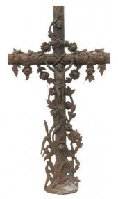 FRENCH CAST IRON CRUCIFIX CROS