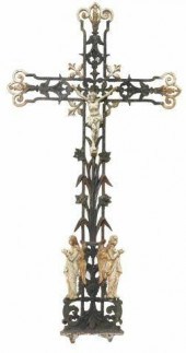 FRENCH CAST IRON CRUCIFIX CROS