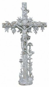 FRENCH CAST IRON CRUCIFIX CROS