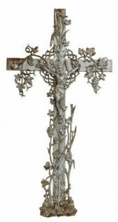 FRENCH CAST IRON CRUCIFIX CROS