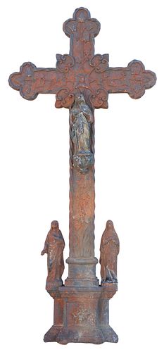 FRENCH CAST IRON FIGURAL CRUCIFIX
