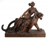 FRENCH CAST IRON FIGURAL GROUP