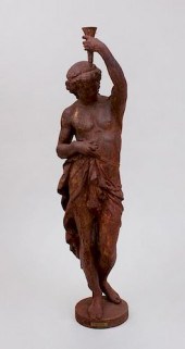 FRENCH CAST-IRON FIGURAL TORCH