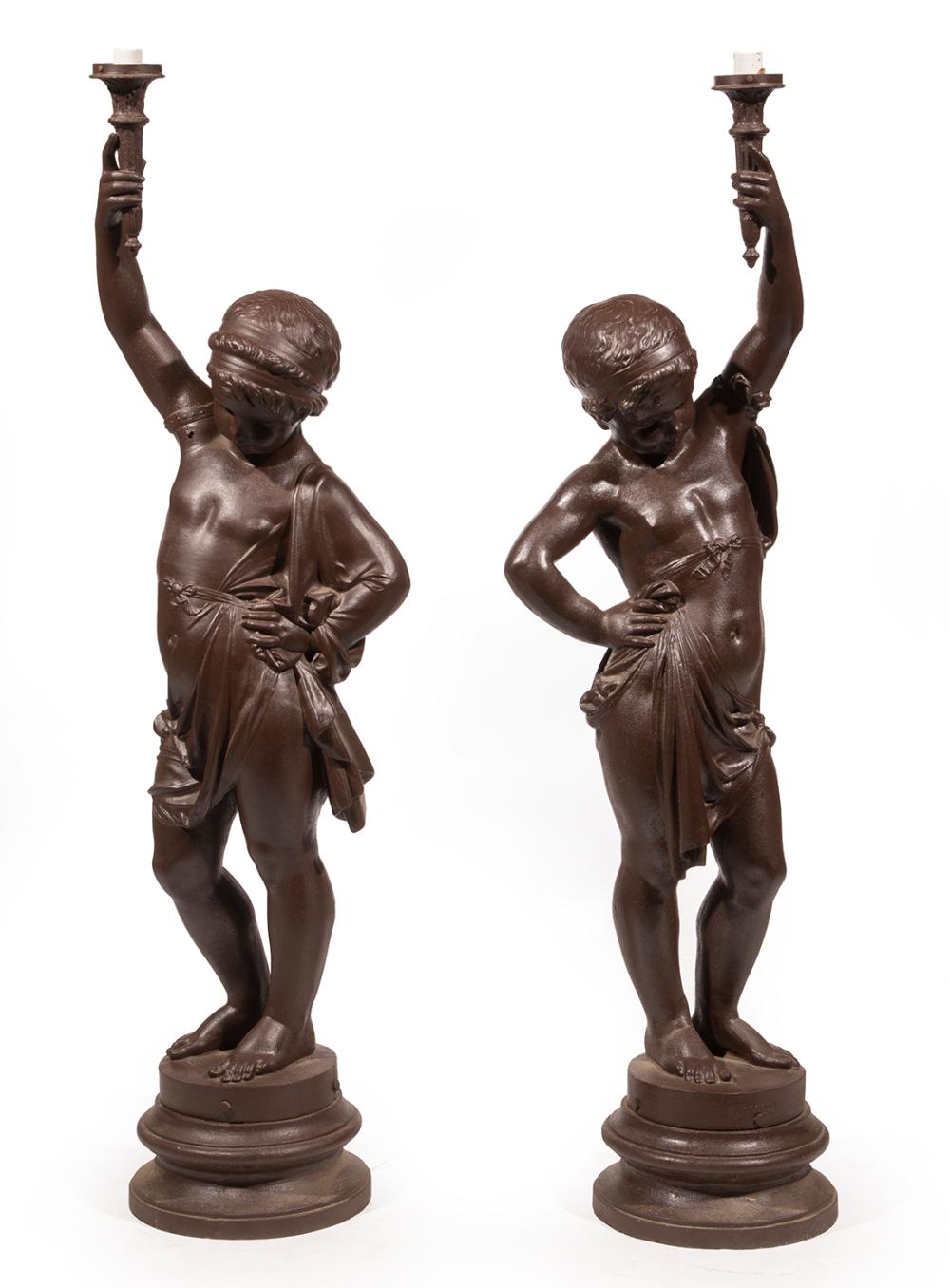 FRENCH CAST IRON GARDEN STATUES,