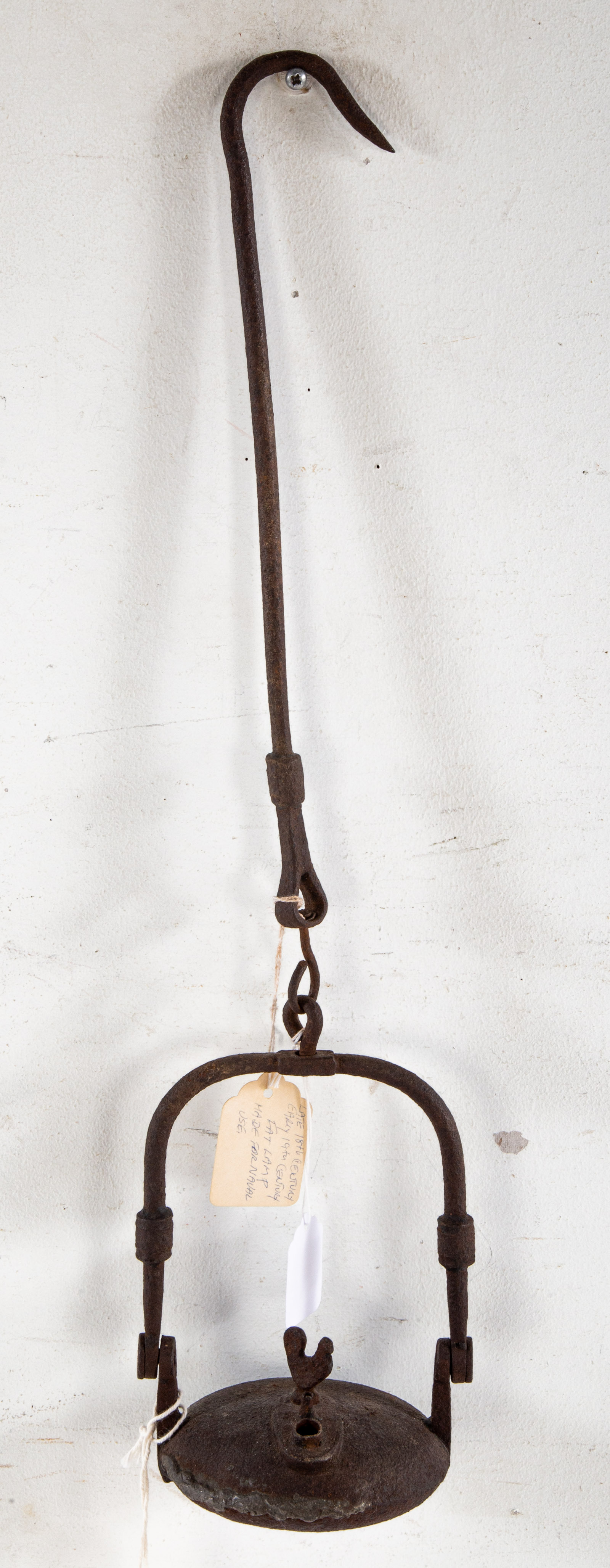 FRENCH CAST IRON MINER'S OIL LAMP