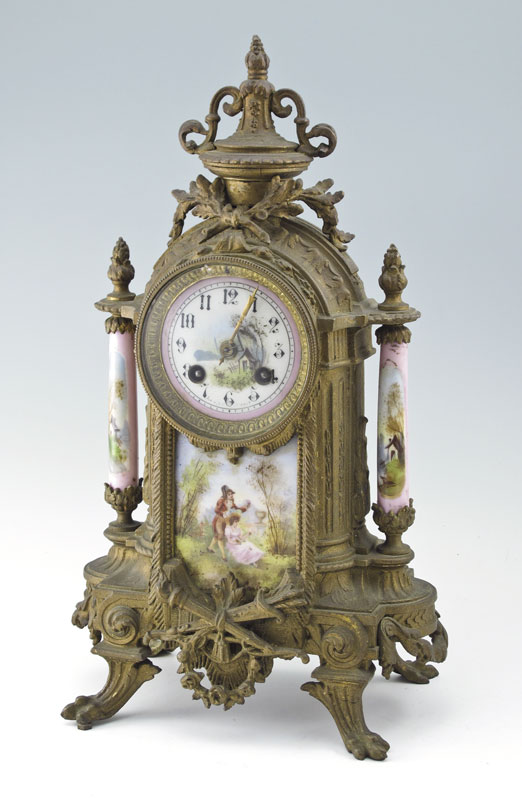 FRENCH CAST METAL AND PORCELAIN