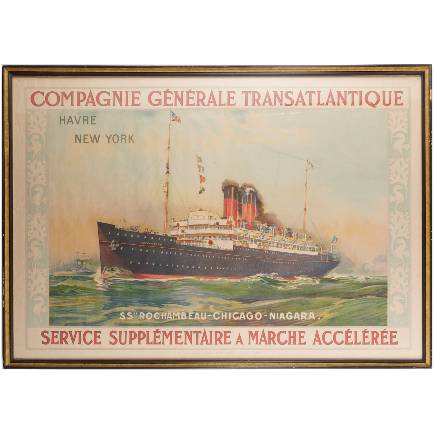 FRENCH CGT LINE STEAMSHIP POSTER
