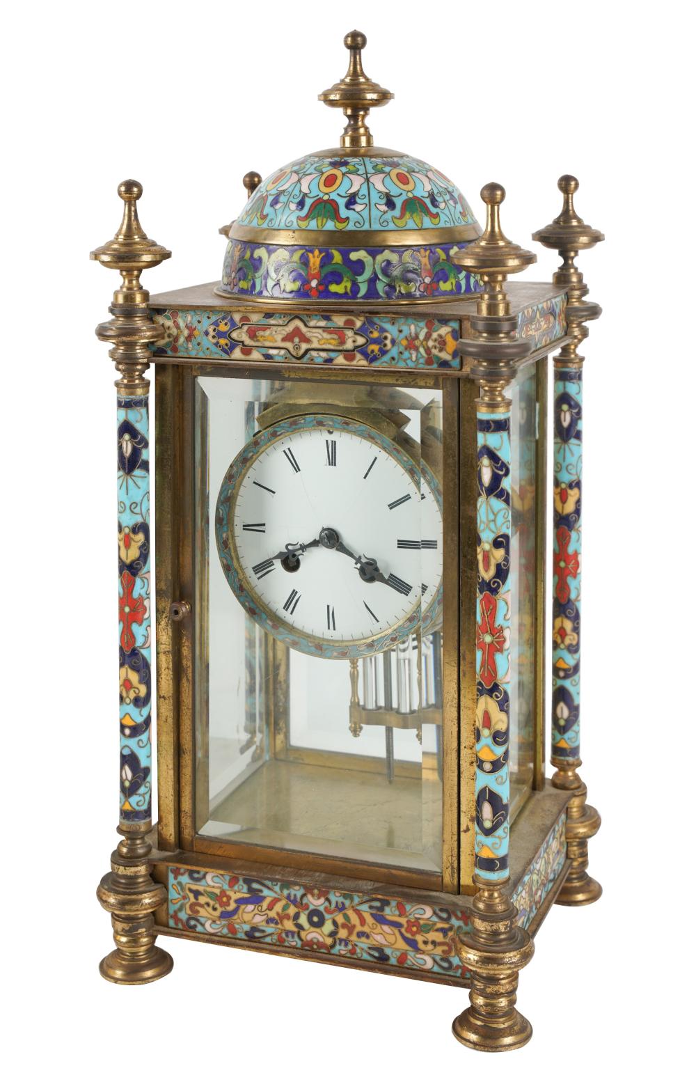 FRENCH CHAMPLEVE AND GILT BRASS
