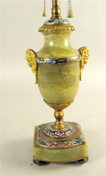 French champleve and onyx lamp   