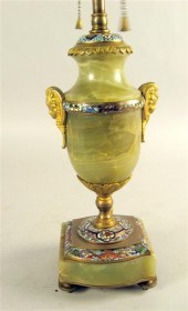 French champleve and onyx lamp