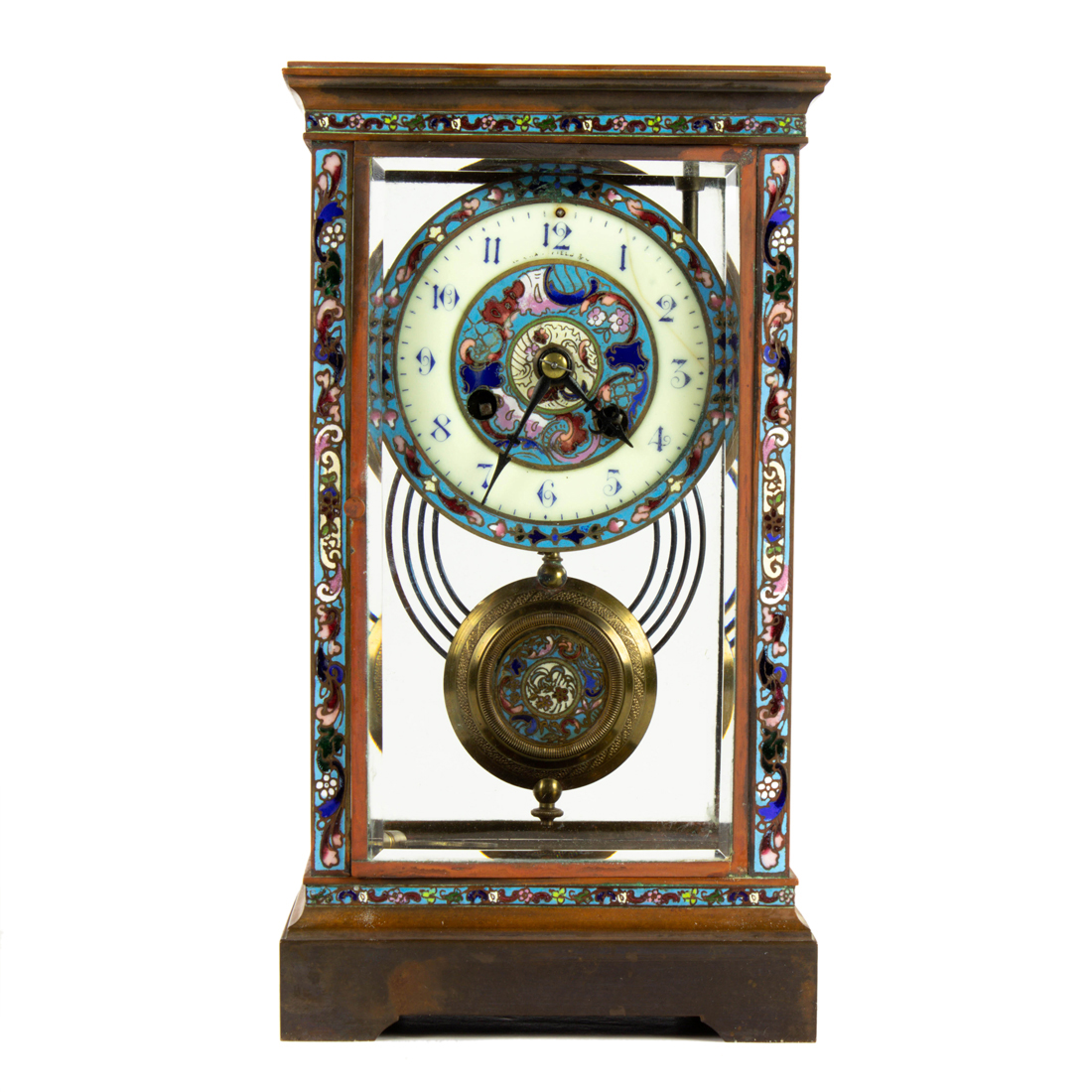 FRENCH CHAMPLEVE ENAMEL AND BRASS
