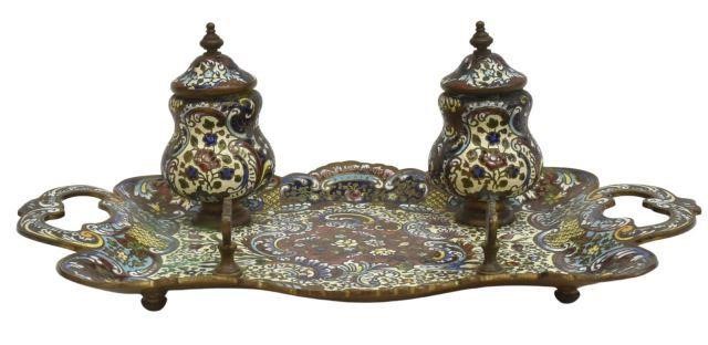 FRENCH CHAMPLEVE ENAMEL ENCRIER