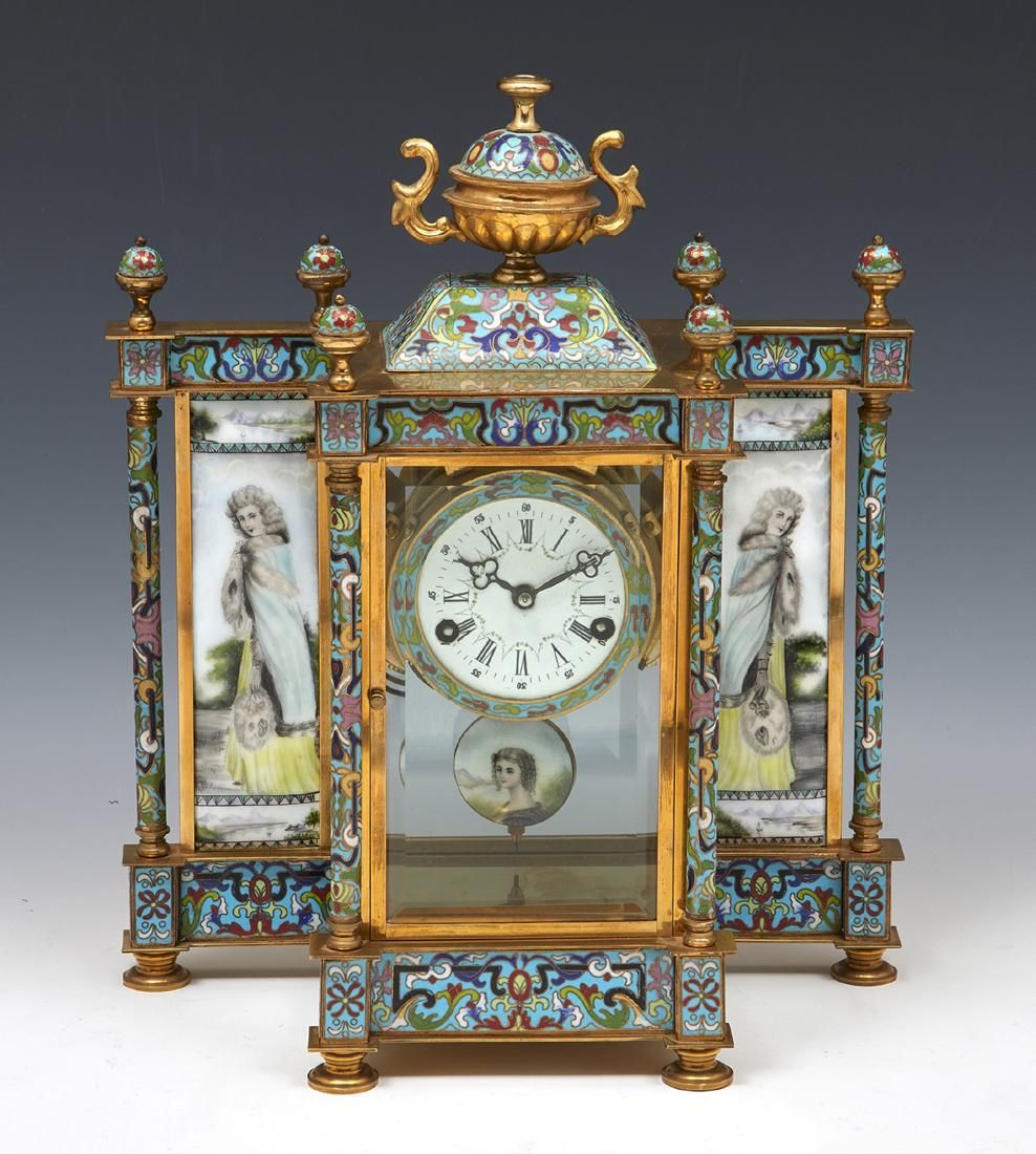 FRENCH CHAMPLEVE ENAMELED BRASS
