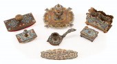 FRENCH CHAMPLEVE SEVEN-PIECE D