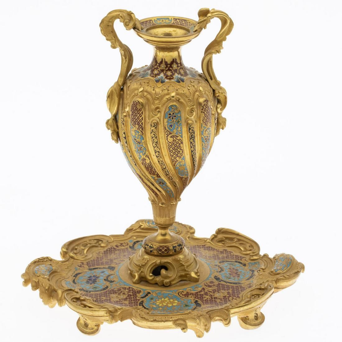 FRENCH CHAMPLEVE URN ON