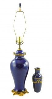 FRENCH COBALT BLUE VASE AND CO