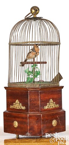 FRENCH COIN-OP WIND-UP SINGING BIRD