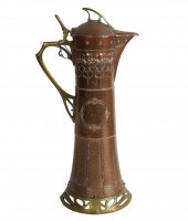 FRENCH COPPER AND BRASS PITCHE