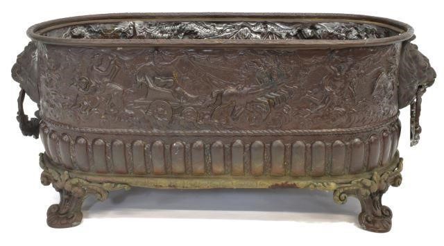 FRENCH COPPER JARDINIERE LION