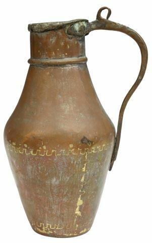 FRENCH COPPER WINE JUG, 19TH