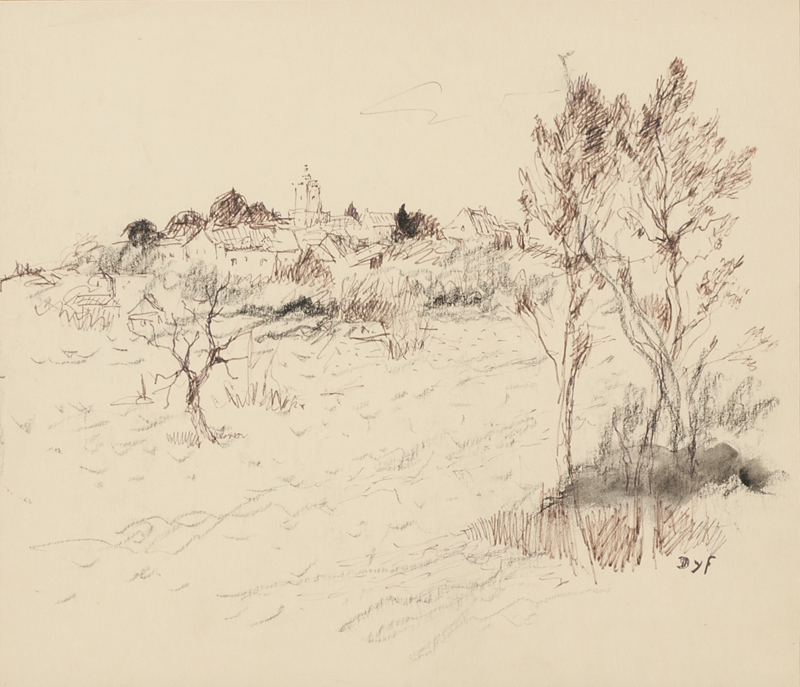 French country scene with distant