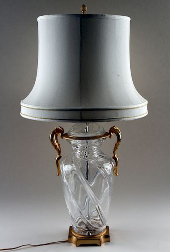 FRENCH CRYSTAL GILT METAL TWO LIGHT