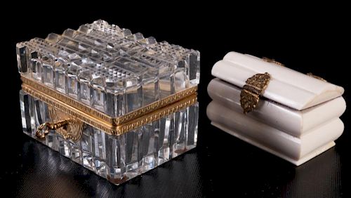 FRENCH CRYSTAL JEWELRY BOX & BONE