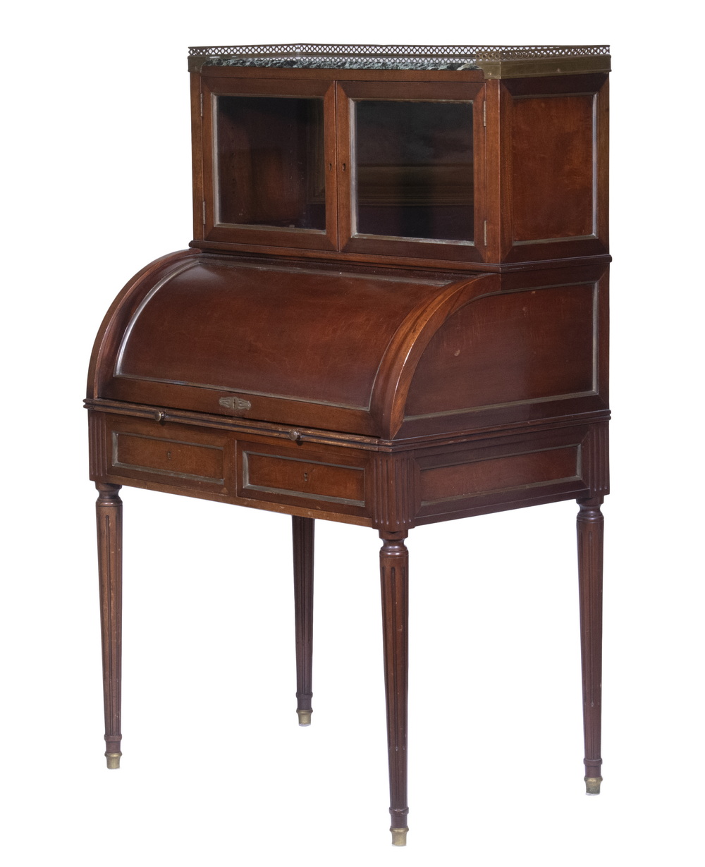 FRENCH CYLINDER DESK WITH CABINET