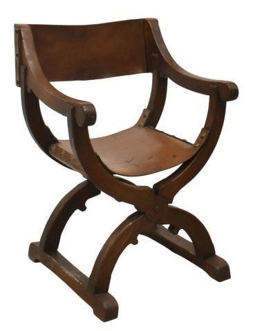 FRENCH DAGOBERT STYLE OAK CURULE