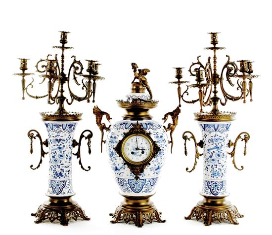 French Delft porcelain clock