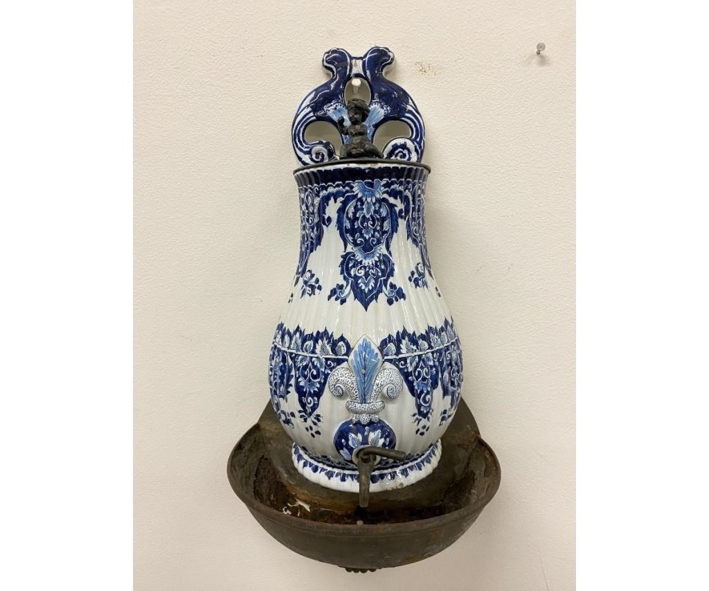 French Delft wall fountain, 19th c.